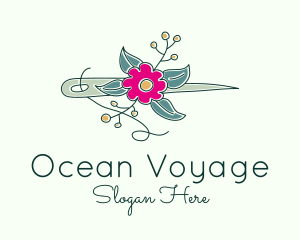 Floral Stitching Needle logo design