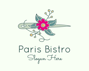 Floral Stitching Needle logo design