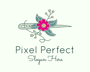 Floral Stitching Needle logo design