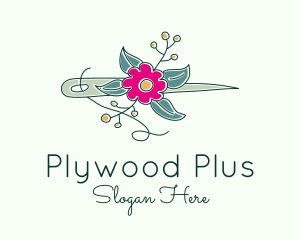 Floral Stitching Needle logo design