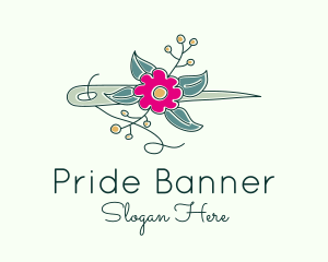 Floral Stitching Needle logo design