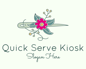 Floral Stitching Needle logo design