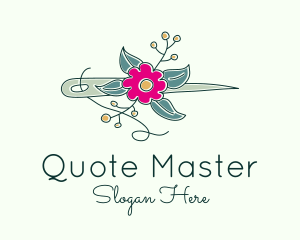 Floral Stitching Needle logo design