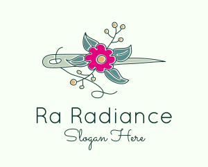 Floral Stitching Needle logo design