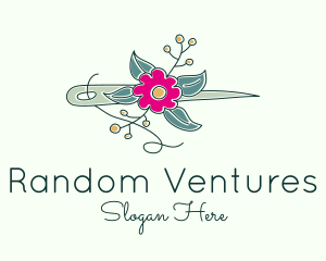 Floral Stitching Needle logo design