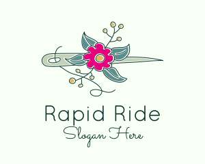 Floral Stitching Needle logo design