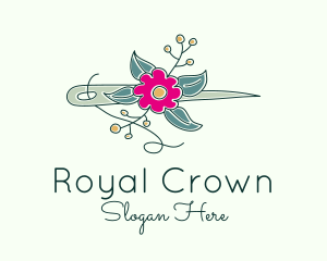 Floral Stitching Needle logo design