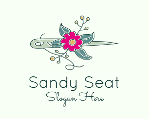 Floral Stitching Needle logo design