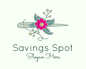 Floral Stitching Needle logo design