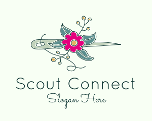 Floral Stitching Needle logo design