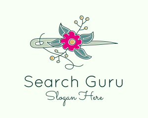 Floral Stitching Needle logo design