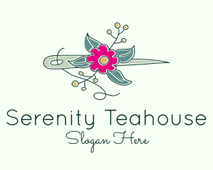 Floral Stitching Needle logo design