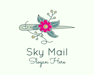 Floral Stitching Needle logo design