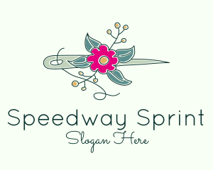 Floral Stitching Needle logo design