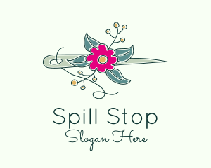 Floral Stitching Needle logo design