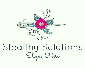 Floral Stitching Needle logo design