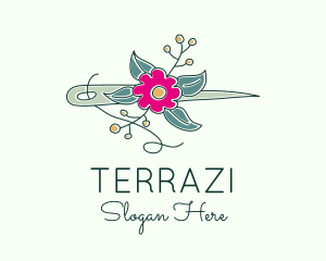 Floral Stitching Needle logo design