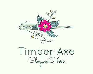 Floral Stitching Needle logo design