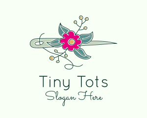 Floral Stitching Needle logo design