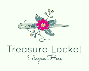 Floral Stitching Needle logo design