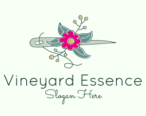 Floral Stitching Needle logo design