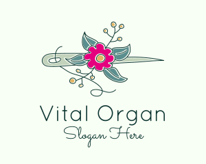 Floral Stitching Needle logo design