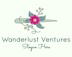 Floral Stitching Needle logo design