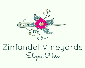 Floral Stitching Needle logo design