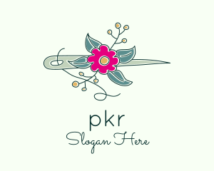 Floral Stitching Needle logo design