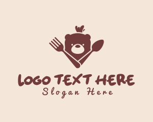 Monochrome - Bear Spoon Fork Restaurant logo design