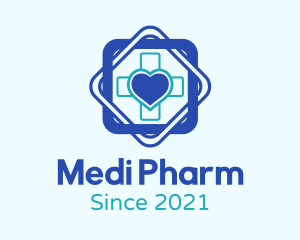 Pharmacology - Heart Medical Cross logo design