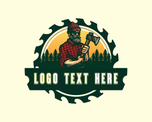 Badge - Logger Lumberjack Axe logo design