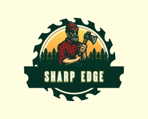 Logger Lumberjack Axe logo design