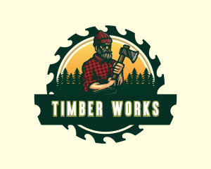 Logger Lumberjack Axe logo design