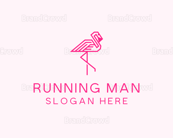 Pink Outline Flamingo Logo