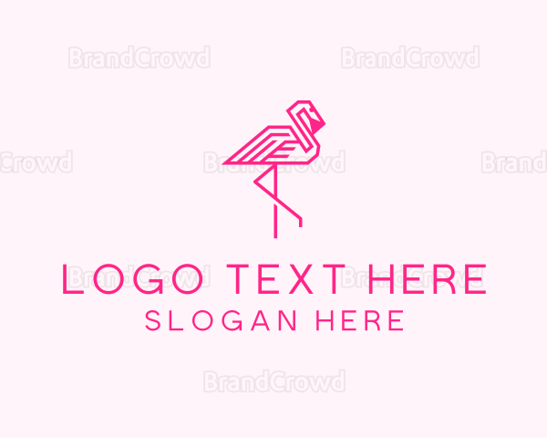 Pink Outline Flamingo Logo
