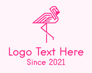 Flamingo - Pink Outline Flamingo logo design