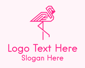 Pink Outline Flamingo  Logo