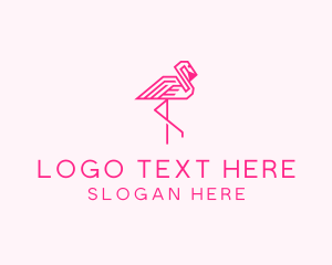 Pink Outline Flamingo  logo design