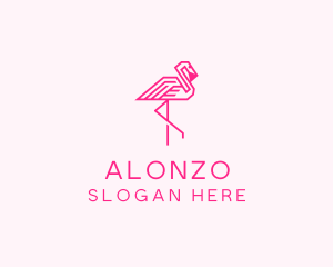 Pink Outline Flamingo  logo design