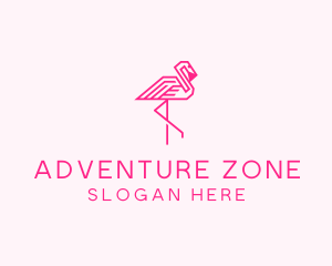 Pink Outline Flamingo  logo design