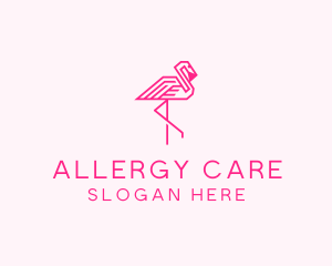 Pink Outline Flamingo  logo design