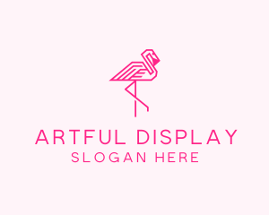 Pink Outline Flamingo  logo design