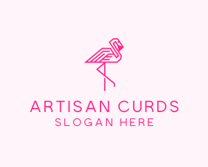 Pink Outline Flamingo  logo design