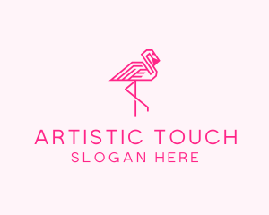 Pink Outline Flamingo  logo design