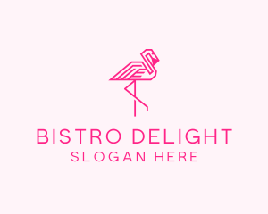 Pink Outline Flamingo  logo design