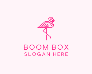 Pink Outline Flamingo  logo design