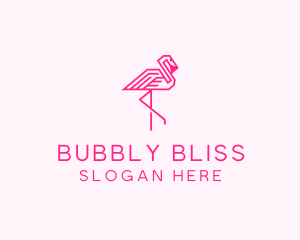 Pink Outline Flamingo  logo design