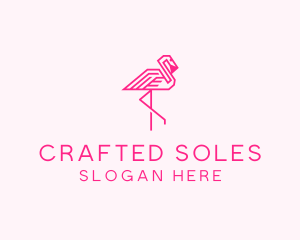 Pink Outline Flamingo  logo design