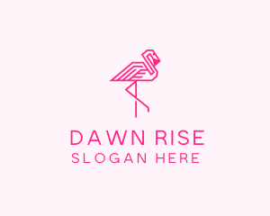 Pink Outline Flamingo  logo design